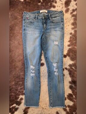 Slink Jeans Curvy Size 6 Distressed Skinny Jeans Raw Hem Low Rise